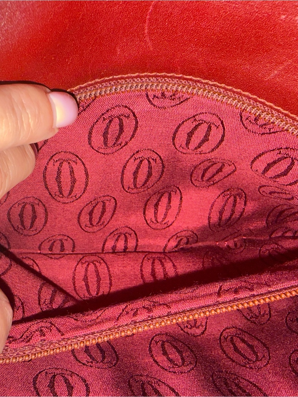 Cartier Maroon Leather Clutch with Gold Logo Oval - Picture 12 of 16
